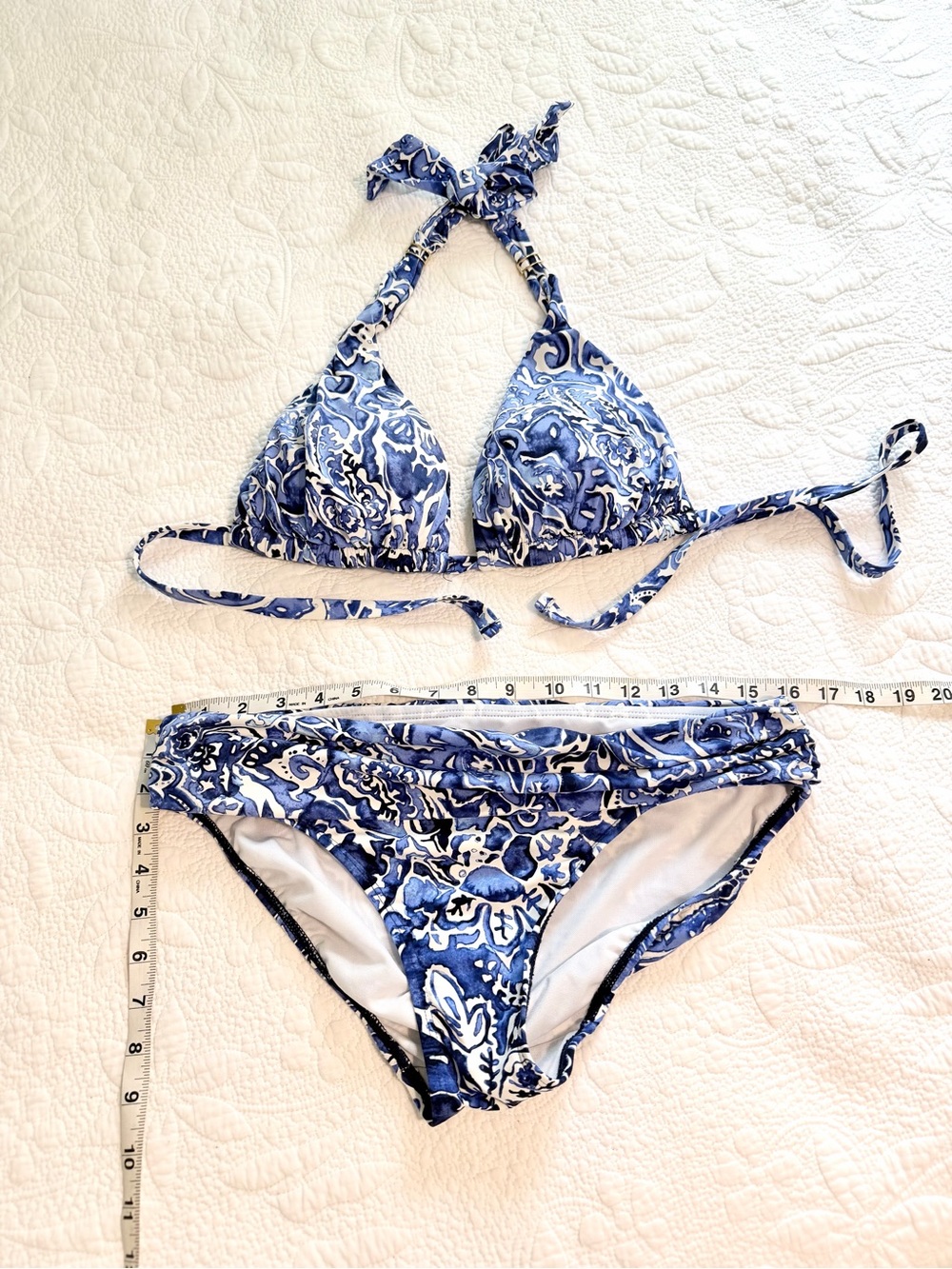 Ralph Lauren bikini swimsuit navy blue floral bikini women’s size medium